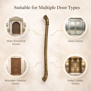 Poignée de porte en laiton massif de luxe Majestic Helix |   Poignée de porte d'entrée principale d'hôtel moderne en or antique pour portes en bois | - Product Image 5