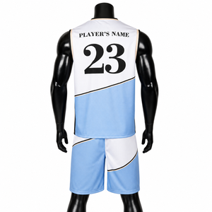Ensemble de maillot de basket personnalisé par sublimation pour homme, sans manches, col en V, short, tissu respirant et séchage rapide - Product Image 2