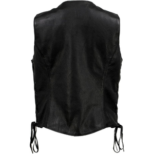 Samroz Sports Women's Premium Classic Leather Motorcycle Rider <b>Vest</b> w/Embroidery Artwork - Product Image 3