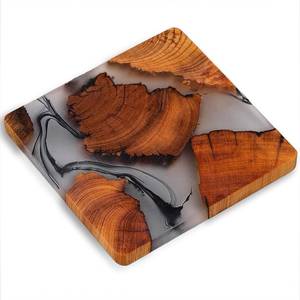 Handmade Natural Wood Resin Modern Square 300mm Diameter Customized Thickness Drink Coasters <b>Heat</b> Resistant <b>Reusable</b> Mats Home - Product Image 1