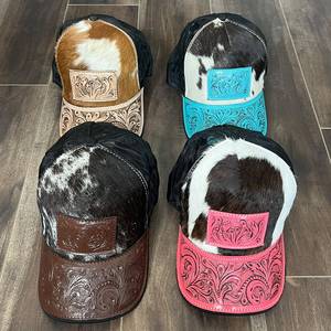 Gorra de Béisbol Unisex de Edición Limitada, Hecha a Mano, de Cuero Vacuno Repujado, con Visera Curva, Malla y Cierre a Presión, Gorra Deportiva Tipo Trucker - Product Image 4