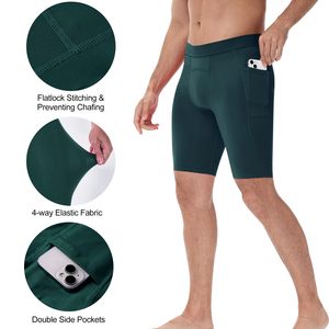 Men's Solid Color Bermuda Shorts Mid Waist Elastic Waist Casual Style with Double Side Pockets Breathable Knitted Fabric - Product Image 1