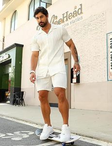Men Summer <b>Knitted</b> Embroidered 100% Cotton Quick Dry Short Sleeve Custom Logo Joggers Suits <b>Set</b> Shirt and Short <b>Set</b> - Product Image 3
