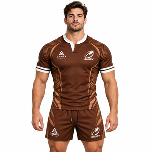 Premium <b>Rugby</b> Sports Uniform Set for Men with Custom Sublimation Design Breathable Quick Dry Jersey Matching <b>Shorts</b> & Team Logo - Product Image 1