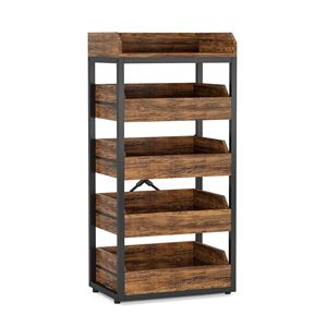 Scaffale in Legno a 5 Cassetti con Cesto Portafrutta e Verdura - Product Image 4