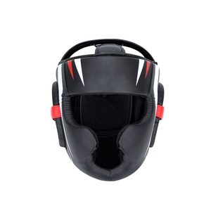 Protector de cabeza de boxeo de cuero PU de retazos con logotipo personalizado, material de entrenamiento cómodo, protege la cabeza de boxeo, cascos - Product Image 3