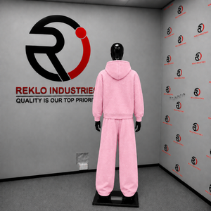 Conjunto Deportivo para Hombre, Color Rosa Claro, Sudadera con Cierre Completo, Pantalones Anchos, Logotipo Personalizado, Ropa Deportiva Casual, Venta al Por Mayor OEM - Product Image 4