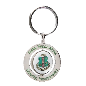 Llavero Giratorio AKA Spinner Plateado con Colgante Giratorio de Cresta Rosa y Verde, Accesorio de Regalo para Hermandades - Product Image 1