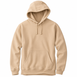 Sweat-shirt à capuche unisexe beige en polaire de qualité supérieure, pull décontracté en polyester/coton 300g, fabricant de vêtements personnalisés écologiques - Product Image 1