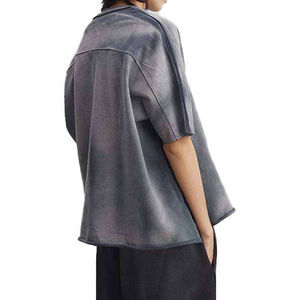 เสื้อยืดผู้ชายทรงบ็อกซี่ ดีไซน์พิเศษ ล้างสีแบบแอซิดวอช ไล่เฉดสีซีดจาง สไตล์ดิสเทรส ทรงโอเวอร์ไซส์ ผ้าคอตตอนหนา 100% สำหรับผู้ชาย - Product Image 2