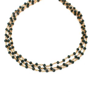 Chaîne de chapelet en perles d'émeraude hydrofuges, perles rondes facettées de 3 mm, chaîne enroulée de fil plaqué or pour la fabrication de bijoux - Product Image 6