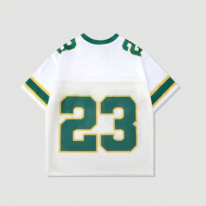 Maillot de football américain en maille sublimée 100% coton respirant, imprimé étoile flamboyante, coupe oversize pour hommes et femmes - Product Image 2