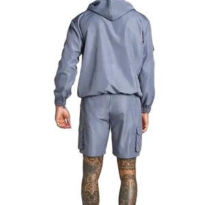 2026 2 pièces Streetwear coupe-vent Shorts ensembles personnalisé imperméable coupe-vent fermeture éclair veste et shorts ensembles - Product Image 2