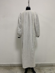 Women's Linen Cotton Long Sleeve <b>Dress</b> Bohemian Vintage Loose Casual <b>Maxi</b> <b>Dress</b> With Tassel Neck - Product Image 2