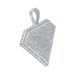 Pendentif Breloque Moissanite Diamant Rond Brillant Sertie de Pierres, Plaqué Rhodium, Argent Sterling 925, Bijoux Hip Hop pour Hommes et Femmes - Product Image 3