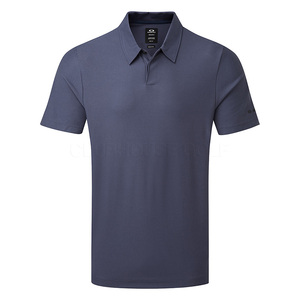 Polo de Manga Corta Azul Oscuro para Hombre, Corte Regular, Color Sólido, Tejido Jersey de Secado Rápido, Estilo Casual - Product Image 1