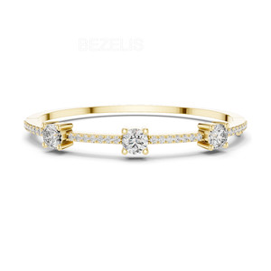 Preciosa Pulsera de Oro con Diamantes Redondos Brillantes de Laboratorio, con Peso Total en Quilates, Diseño Elegante - Product Image 1