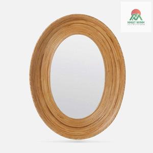 Oval Banded Rattan <b>Mirror</b>.Made of Rattan Poles of Increasing Size - Product Image 1