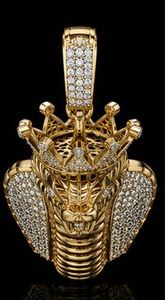 Collier unisexe hip-hop en acier inoxydable plaqué argent avec pendentif couronne cobra et breloque moissanite, plaqué rhodium, bijoux égyptiens, cadeau - Product Image 2