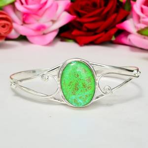 Magnifique bracelet jonc triple opale verte éblouissante en argent sterling 925 massif, fait main, bijou de créateur, cadeau de mariage - Product Image 6