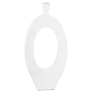 Jarrón Circular Blanco de Estilo Nórdico Personalizado OEM, Jarrón Decorativo de Metal de Lujo para Escritorio, Fabricante de Jarrones Minimalistas al por Mayor - Product Image 1