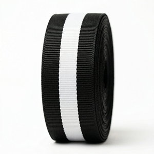 Neelkamal Industries - Cinta Grosgrain a Rayas Blancas y Negras de 25 mm (1 Pulgada) con Rayas Centrales para Lazos, Adornos y Envolturas al por Mayor - Product Image 3