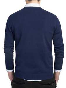 เสื้อสเวตเตอร์คอวีผู้ชาย ผ้าฝ้าย 100% ทรงเข้ารูป สไตล์ลำลองทางธุรกิจ แขนยาว สีพื้น ระบายอากาศได้ดี รับผลิตแบบ OEM - Product Image 2