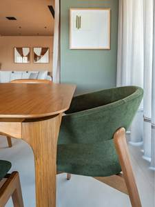 Juego de Comedor Moderno de Teca con Sillas Tapizadas, Muebles Contemporáneos de Lujo para Interiores de Villas y Hoteles - Product Image 5