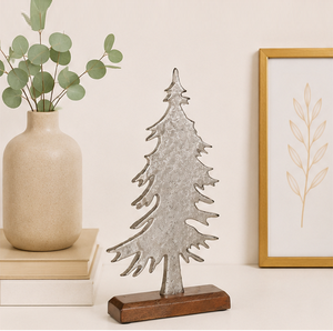 Handmade Hammered Metal Xmas <b>Tree</b> <b>Tabletop</b> Decoration Rustic Silver Embossed Christmas Sculpture For Festive Party And Winter - Product Image 2