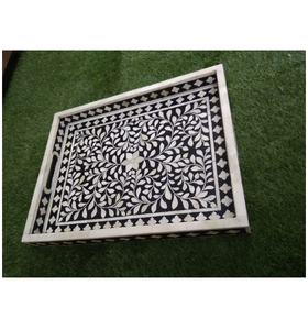 High Quality Multi-Functional Bone Inlay <b>Rectangle</b> Tray Christmas Special Serving Tray Gray Color Modern Design Multi-Piece - Product Image 6