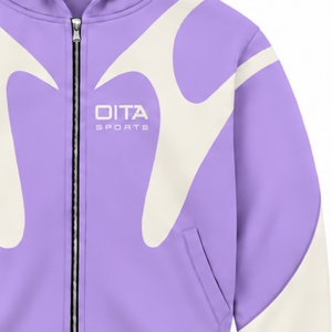 Lavender Purple Contrast Panel <b>Zip</b> Up <b>Hoodie</b> Men Streetwear Full Zipper Long Sleeve Casual Fleece Hooded Jacket With <b>Pockets</b> - Product Image 5