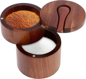Caja de Almacenamiento de Sal de Madera Duradera con Tapa, Apta para Calentar en Lavavajillas, Diseño Moderno para Almacenamiento de Condimentos de Grado Alimenticio, Uso Doméstico y Profesional - Product Image 5