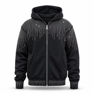 เสื้อฮู้ดดี้แบบยูนิเซ็กส์ ทรงปกติ ผ้าฝ้าย แต่งคริสตัลวิบวับ สไตล์ Y2K สตรีทแวร์ สำหรับฤดูหนาว เป็นมิตรกับสิ่งแวดล้อม รับผลิตแบบ OEM ODM - Product Image 2