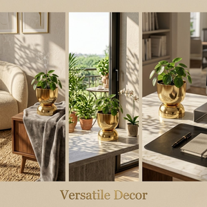 Pot de fleurs moderne en laiton finition or |   Jardinière de sol durable, écologique et légère pour la décoration de jardin et de maison - Vente en gros - Product Image 6