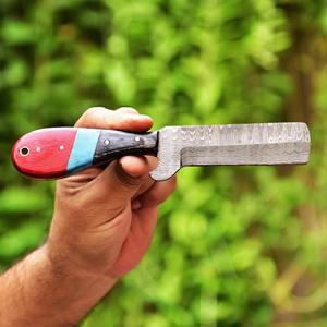 Couteau de chasse et de camping en acier de Damas forgé à la main de qualité industrielle, type Skinner de cowboy occidental, avec fourreau en bois et cuir, ODM Bull Cutter - Product Image 4