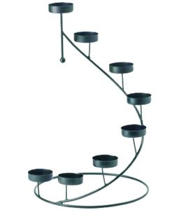 Candelabro Moderno de Hierro en Espiral para Velas de Té, Centro de Mesa Metálico de 8 Copas para Bodas, Fiestas y Decoración del Hogar, Soporte para Velas Votivas, Negro - Product Image 1