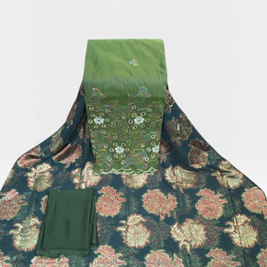 <b>White</b> Luxury Fransawi Dirac Printed Fabric with Gold Embroidery for Somali Wedding Party Wear - Product Image 3