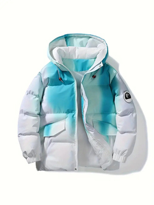 Lookati Sports Men's Winter <b>Warm</b> Breathable Quick-Dry Puffer Hip Hop Style Outwear Solid Color Canvas Stand Collar Hooded Zipper - Product Image 4