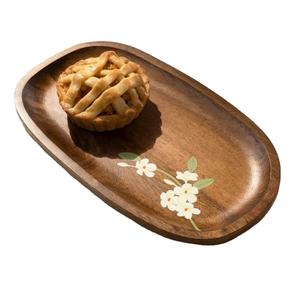 Plato para servir galletas y aperitivos, bandeja personalizada de madera pulida, suministros para restaurantes y cafeterías de Hotel, bandejas ecológicas con logotipo - Product Image 1