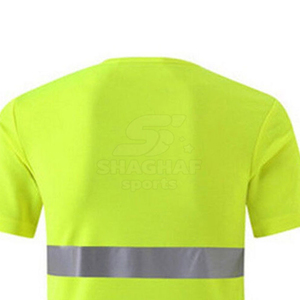 เสื้อยืดนิรภัยสะท้อนแสงสีเขียวมะนาว แถบสะท้อนแสงด้านหน้าและด้านหลัง - Product Image 2