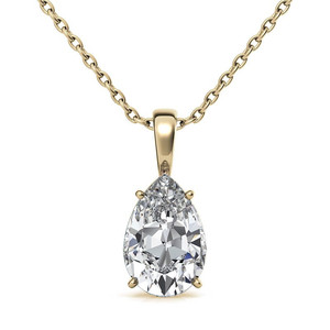 Colgante de oro macizo de 18k con diamante cultivado en laboratorio en forma de pera, certificado por IGI, con engaste de 4 puntas tipo cesta, colgante solitario de pera para mujer. - Product Image 1