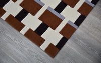 Geometrisches Muster Woll-Teppich mit Niedrigem Flor Rechteckiger Teppich mit Latex-Rückseite Modernes Karo-Design Handwäsche/Chemische Reinigung Wohnzimmer Schlafzimmer