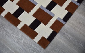 Geometric Pattern Wool Tufted <b>Rug</b> with Latex Backing Modern Check Design Carpet for Living Room Bedroom Home Decor - Product Image 3