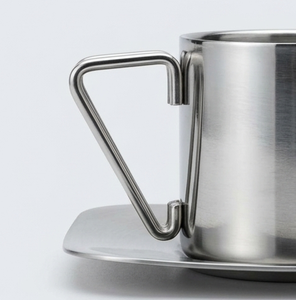 Sustainable with Triangular Handle <b>and</b> Square <b>Saucer</b> Decorative Stainless Steel Tea <b>Coffee</b> <b>Cup</b> <b>Saucer</b> Tea & Espresso Supplies - Product Image 4