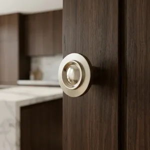 AK Brass Solid Minimalist Round <b>Silver</b> Finish Cabinet <b>Knob</b> for Kitchen Dresser Bedroom Furniture - Product Image 3