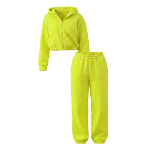 Ensemble de survêtement rose à capuche zippé pour femme, manches longues, couleur unie, coupe décontractée, sweat-shirt et pantalon, tenue d'automne - Product Image 4