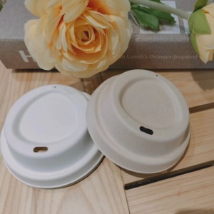 Lightweight Convenient <b>100ml</b> Bagasse 80mm Disposable Paper Coffee <b>Cup</b> Lids Microwave Safe Easy Open End Smooth Closure Beverage - Product Image 5