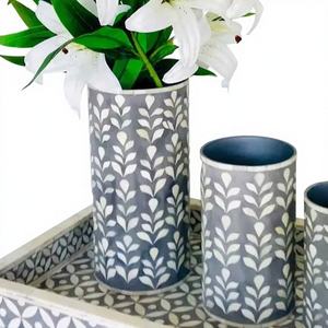 Juego de Jarrones de Flores con Incrustaciones de Hueso, Antideslizantes, Diseño Único, Tamaño Alto, Suministro al por Mayor, Ecológicos, Decoración para Dormitorio, con Orificio de Drenaje - Product Image 2