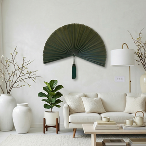 Handmade Bamboo Wall Fan Decor Natural Woven Bamboo Hanging Fan for Living Room Boho Home Wall <b>Decoration</b> Kingcraftviet - Product Image 1