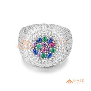 Luxury <b>Iced</b> Out Moissanite <b>Ring</b> for Men Oval Signet Hip Hop <b>Ring</b> Baguette Halo Multicolor Gemstone Statement <b>Ring</b> - Product Image 5
